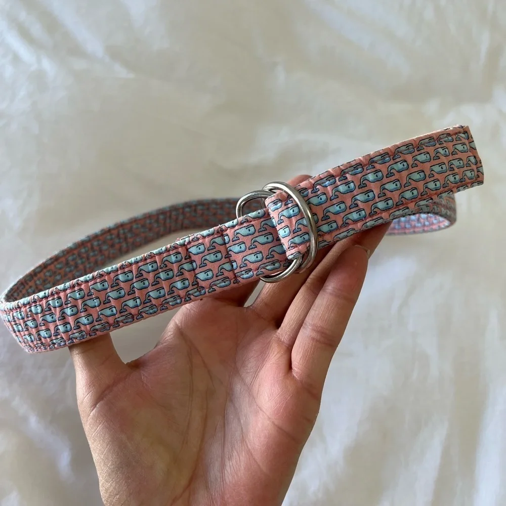VINEYARD VINES SHEP & IAN WHALE LINED D-RING BELT Childs SZ Large